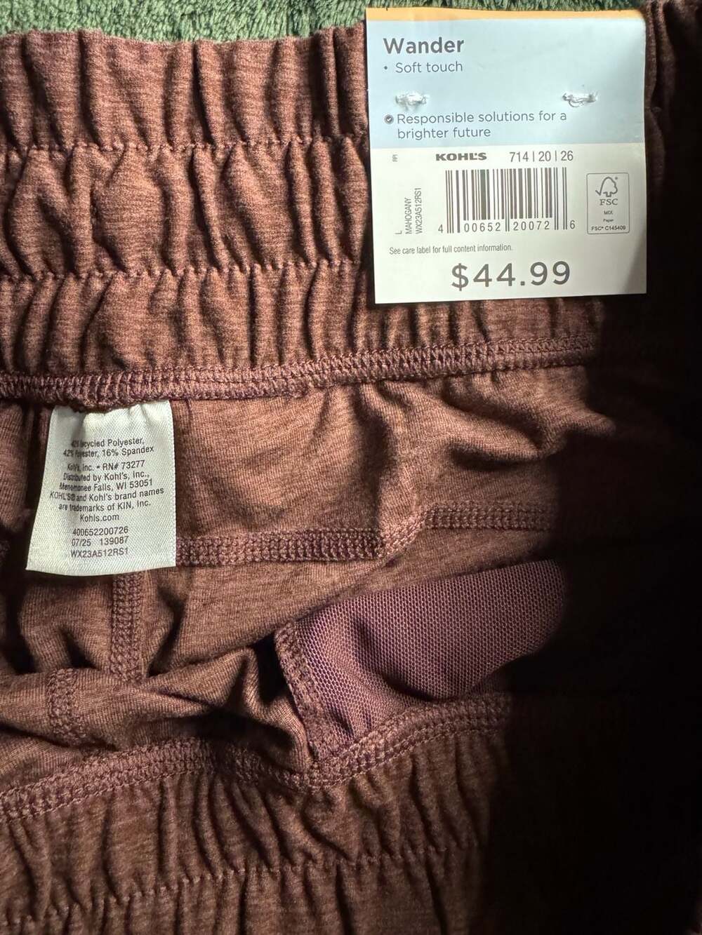 FLX Women's Wander Soft Touch Mid-Rise Joggers in Mahogany - Picture 3 of 7
